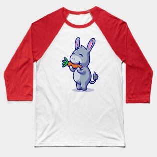 Cute Donkey Eating Carrot Cartoon Vector Icon Illustration Baseball T-Shirt